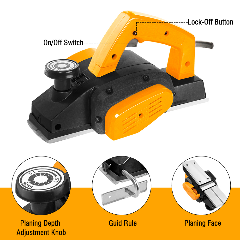 WORKSITE Professional Electric Wood Planer 620W 16700SPM Speed Mini Portable Woodworking Hand Planer Tool