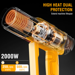 WORKSITE Heat Gun 2000W Portable Dual Temperature Settings 410°C to 550°C Electric Craft Hot Air Heat Guns