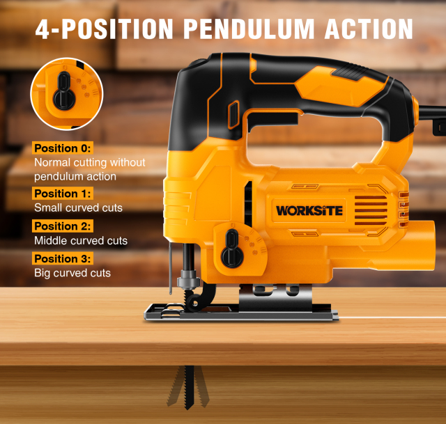 WORKSITE Corded Jig Saw 650W Electric Power Variable Speed 3000RPM Handheld Woodworking Cutting Wood Jig Saws