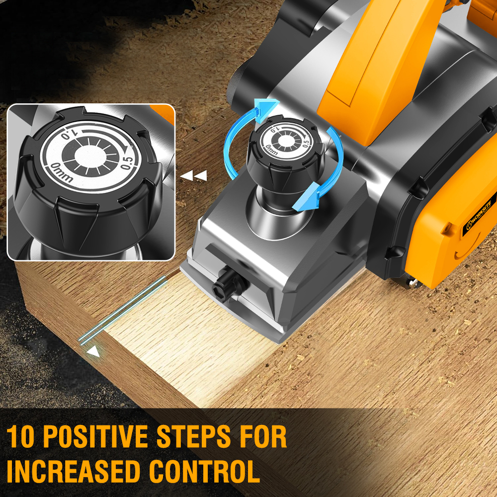 WORKSITE Professional Electric Wood Planer 620W 16700SPM Speed Mini Portable Woodworking Hand Planer Tool