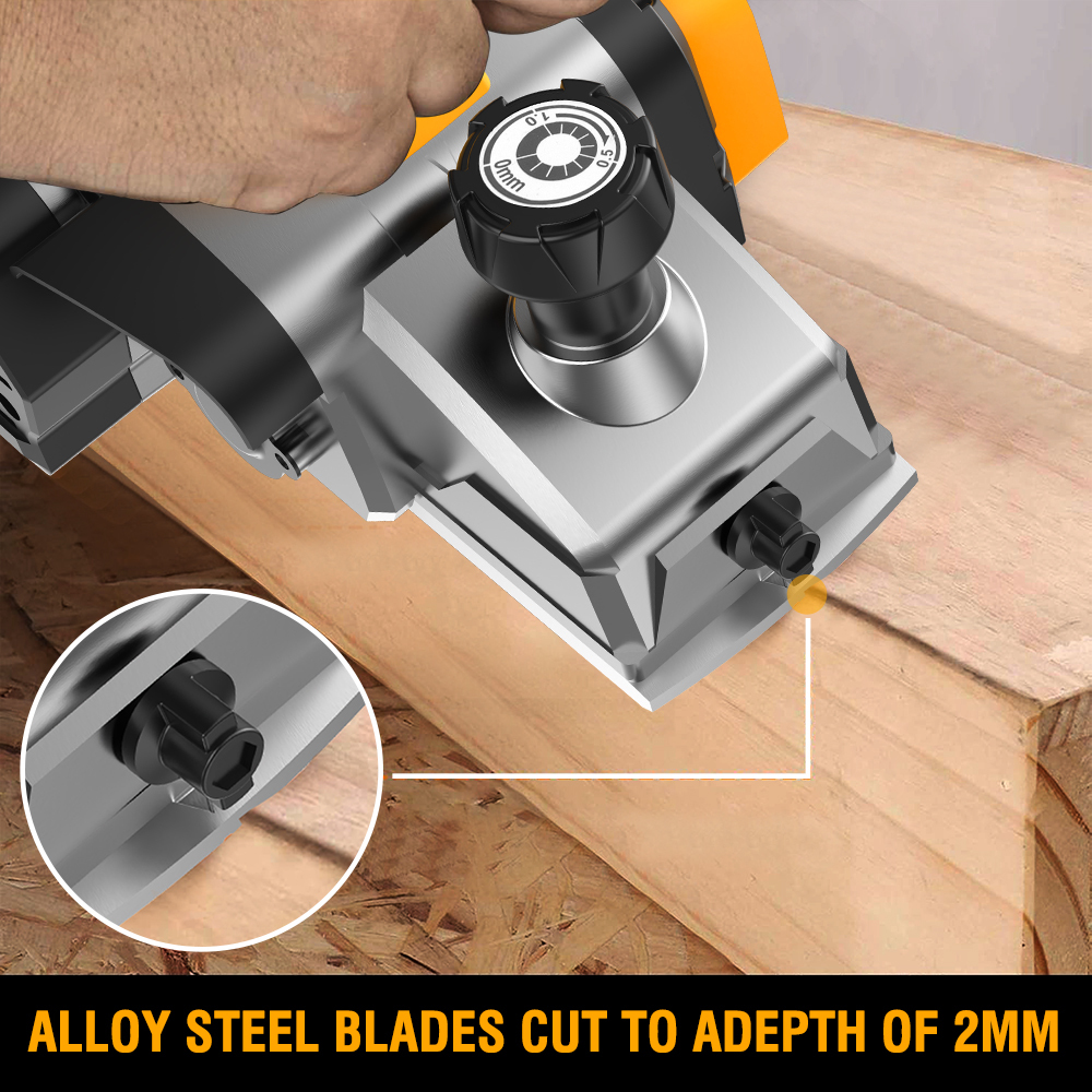 WORKSITE Professional Electric Wood Planer 620W 16700SPM Speed Mini Portable Woodworking Hand Planer Tool