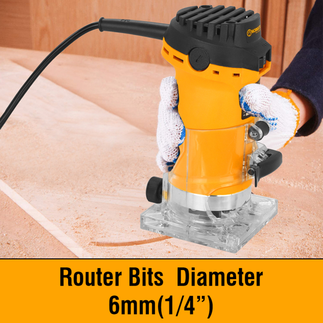 WORKSITE Woodworking Trimmer 500W Compact Handheld Electric Corded Wood Edge Trimmer for Engraving Slotting Trimming