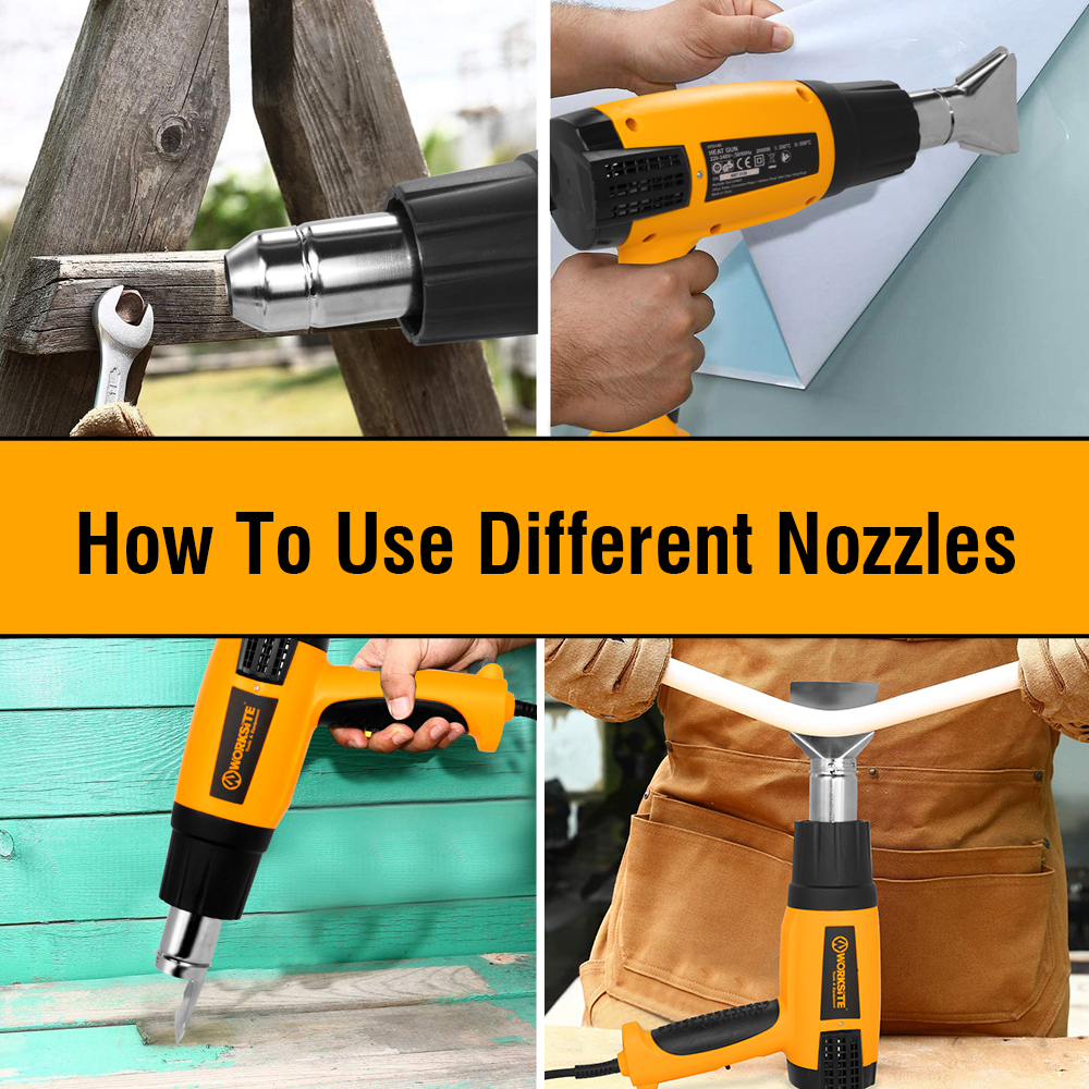 WORKSITE Heat Gun 2000W Dual Temperature Settings Electric Power Shrink Craft Hot Air Heat Gun with 4 Nozzles