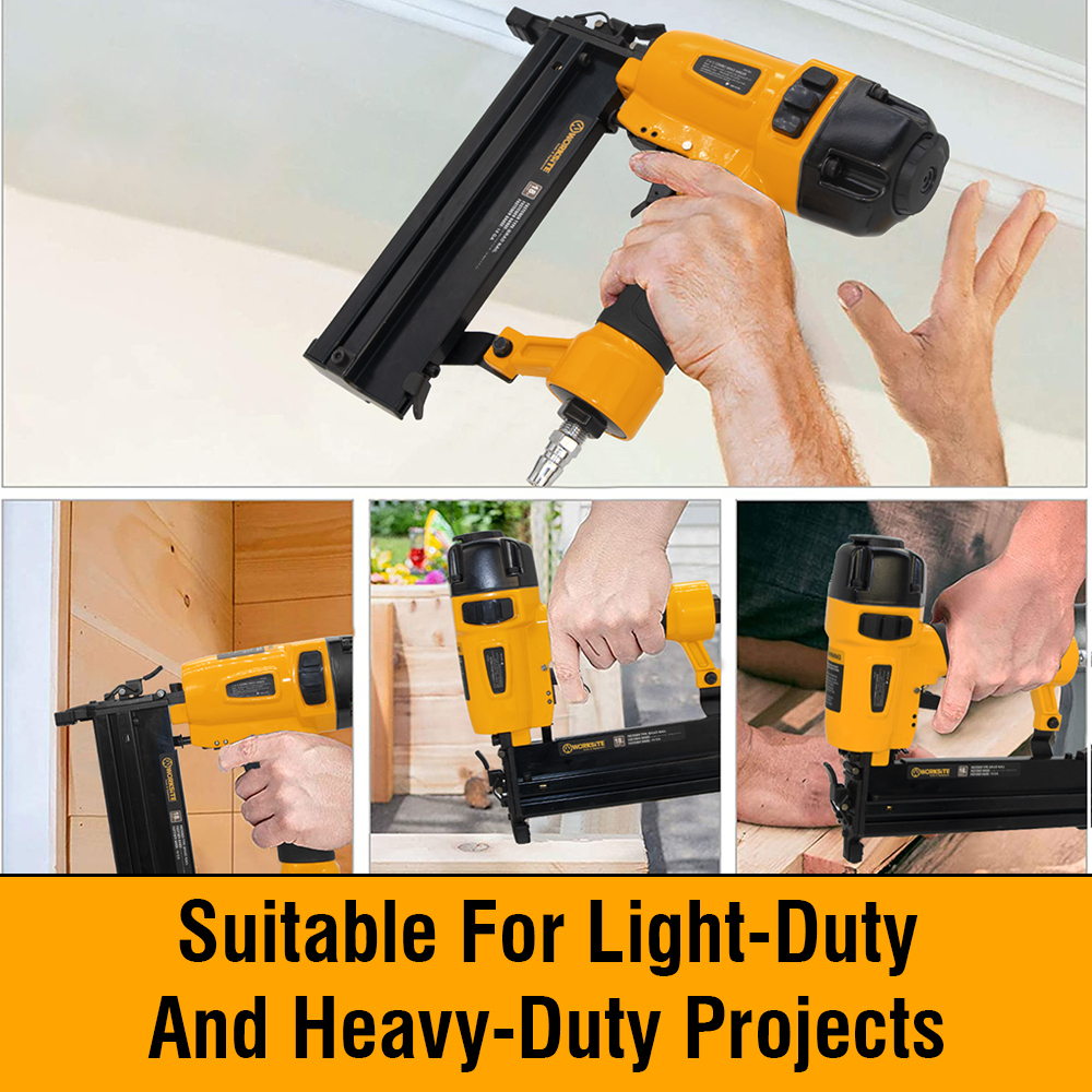 WORKSITE Air Nailer Stapler 2 In 1 Nail Gun Furniture Floor Wood Concrete Roofing Palm 18 Gauge Portable Pneumatic Brad Nailer