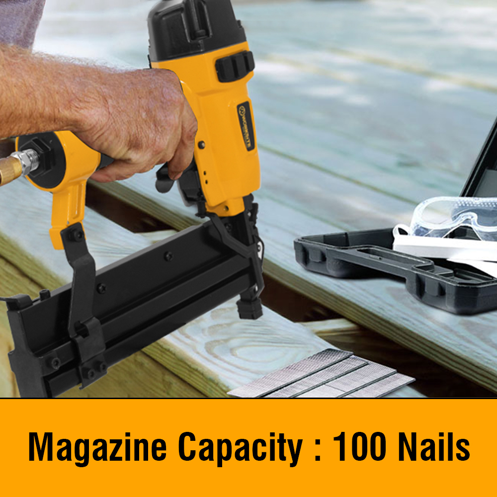 WORKSITE Air Nailer Stapler 2 In 1 Nail Gun Furniture Floor Wood Concrete Roofing Palm 18 Gauge Portable Pneumatic Brad Nailer