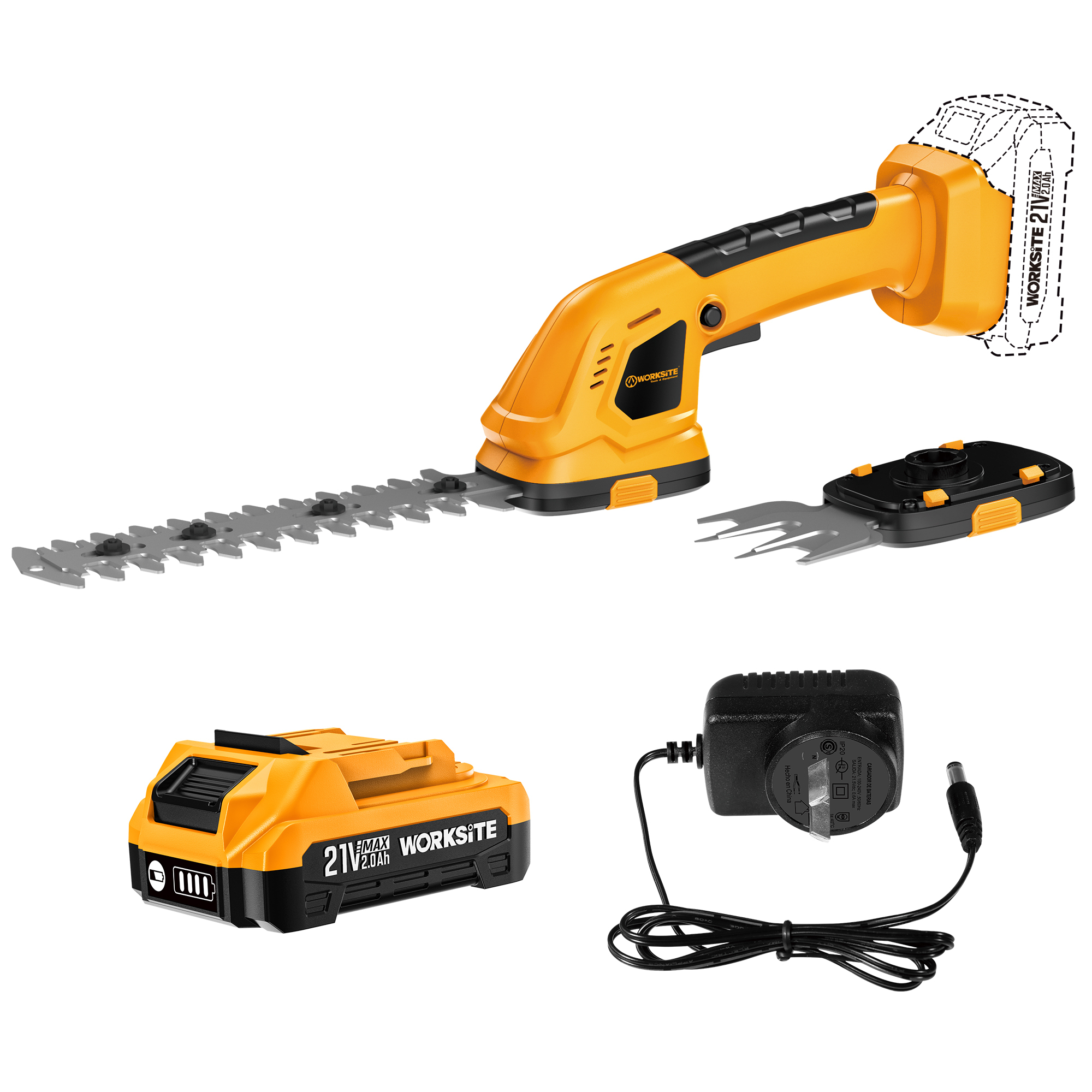 21V 2-IN-1 CORDLESS HEDGE TRIMMER / GRASS SHEAR
