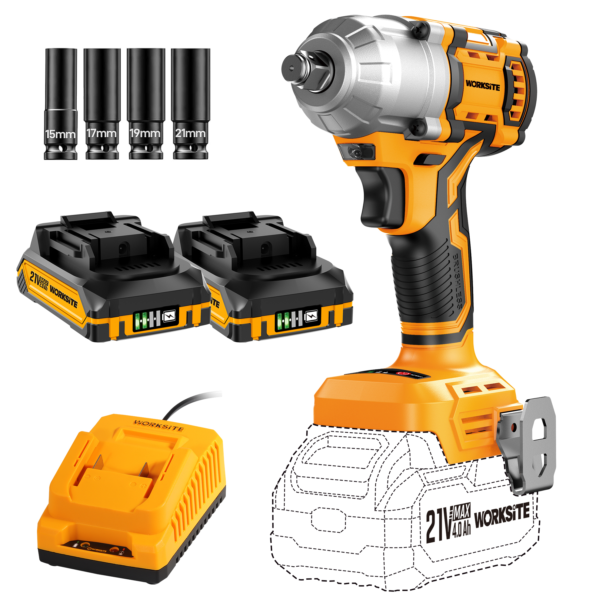 21V Brushless 13mm Impact Wrench (500Nm)