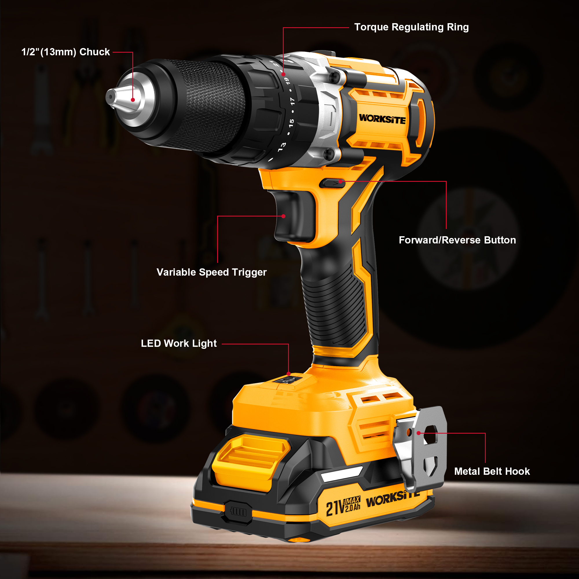 21V Brushless 13mm Hammer Drill（65N.m)