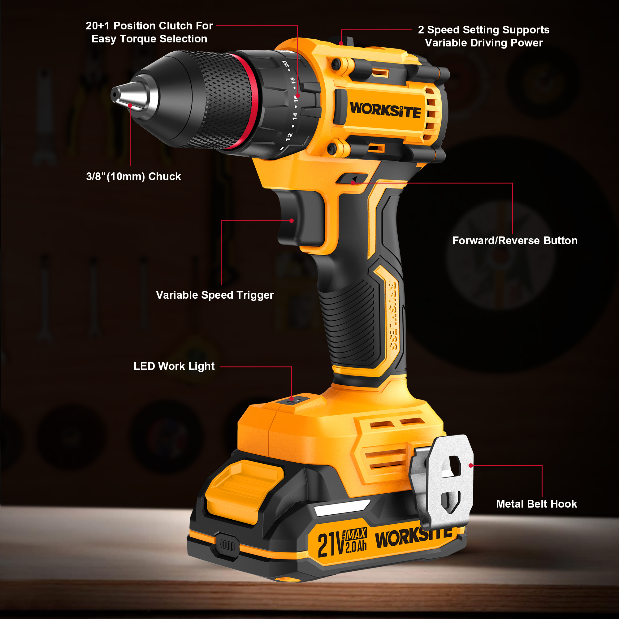 21V Brushless 10mm Hammer Drill (50Nm)