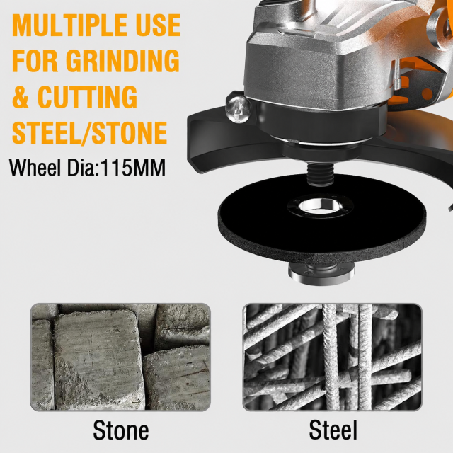 WORKSITE Angle Grinder Handheld 115mm Cutting Discs 900W 12000/min Speed Metal Grinding Corded Power Electric Grinders Tools