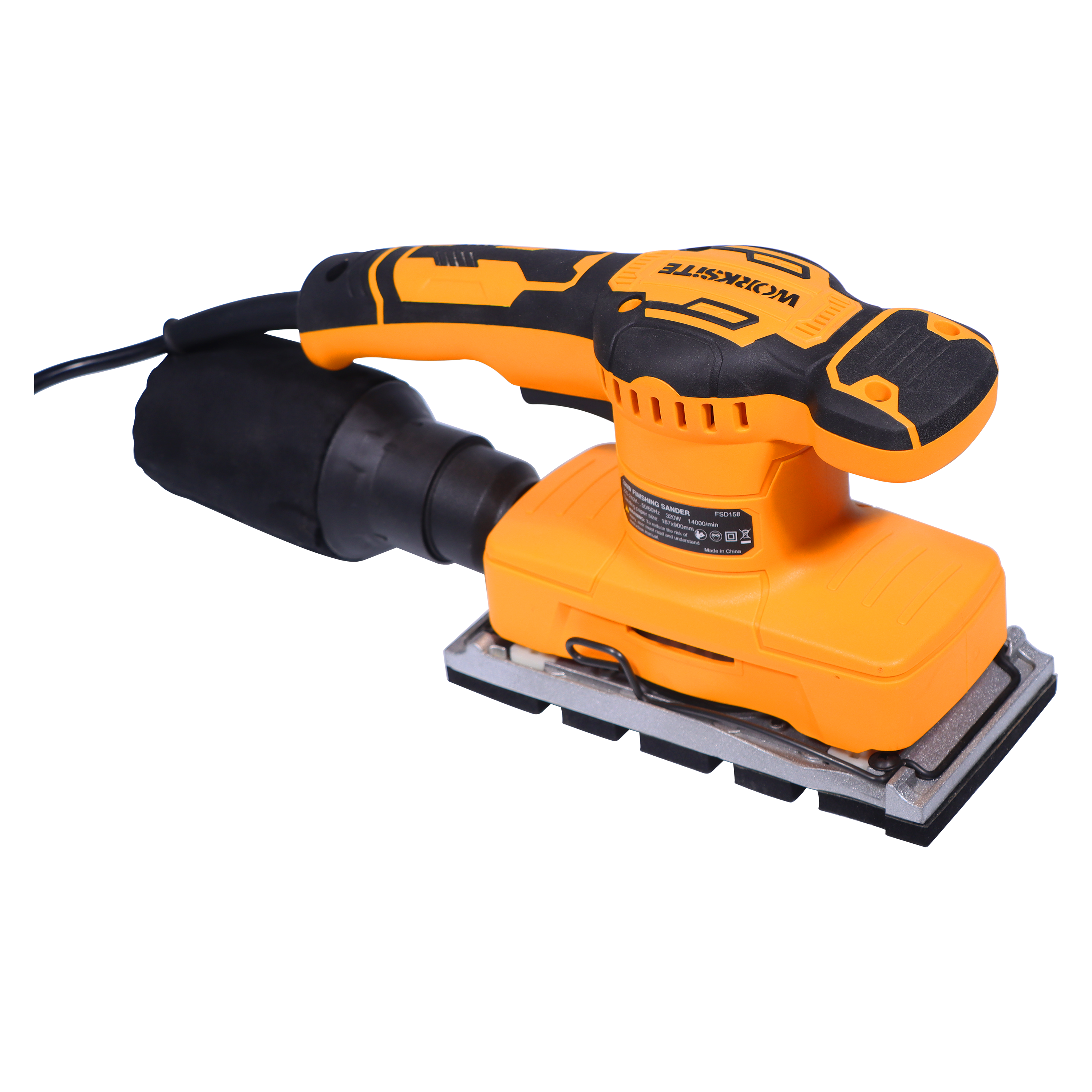 WORKSITE Finishing Sander 7-3/8" Sheet 320W Power 14000RPM Speed Compact Handheld Electric Hand Sander Tool