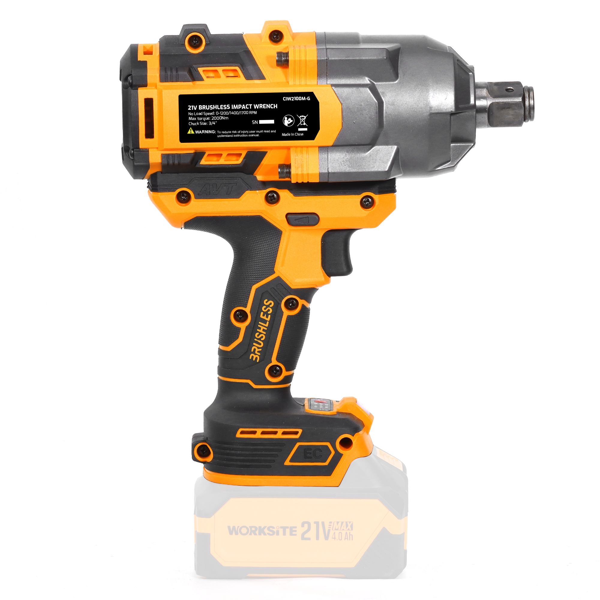21V Brushless 19mm Impact Wrench (2000Nm) - G