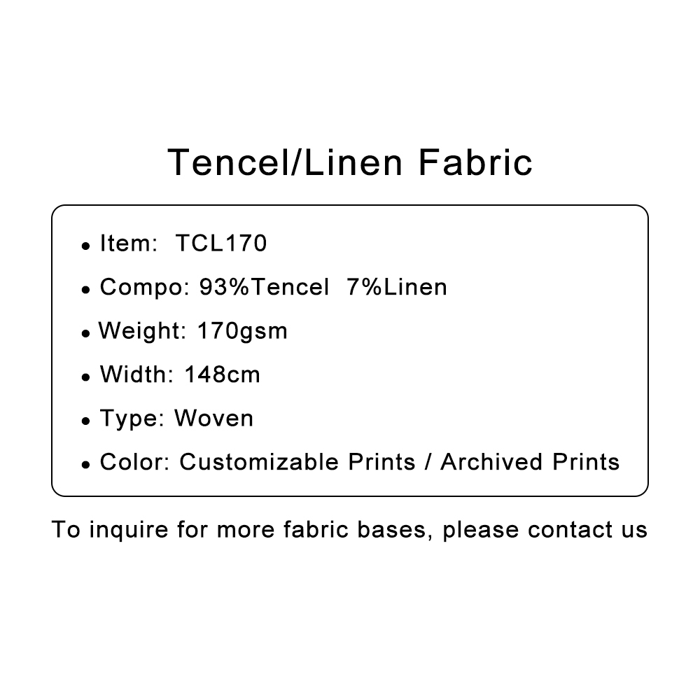 Custom Printed Tencel/Linen Fabric 93%Tencel 7%Linen,170gsm