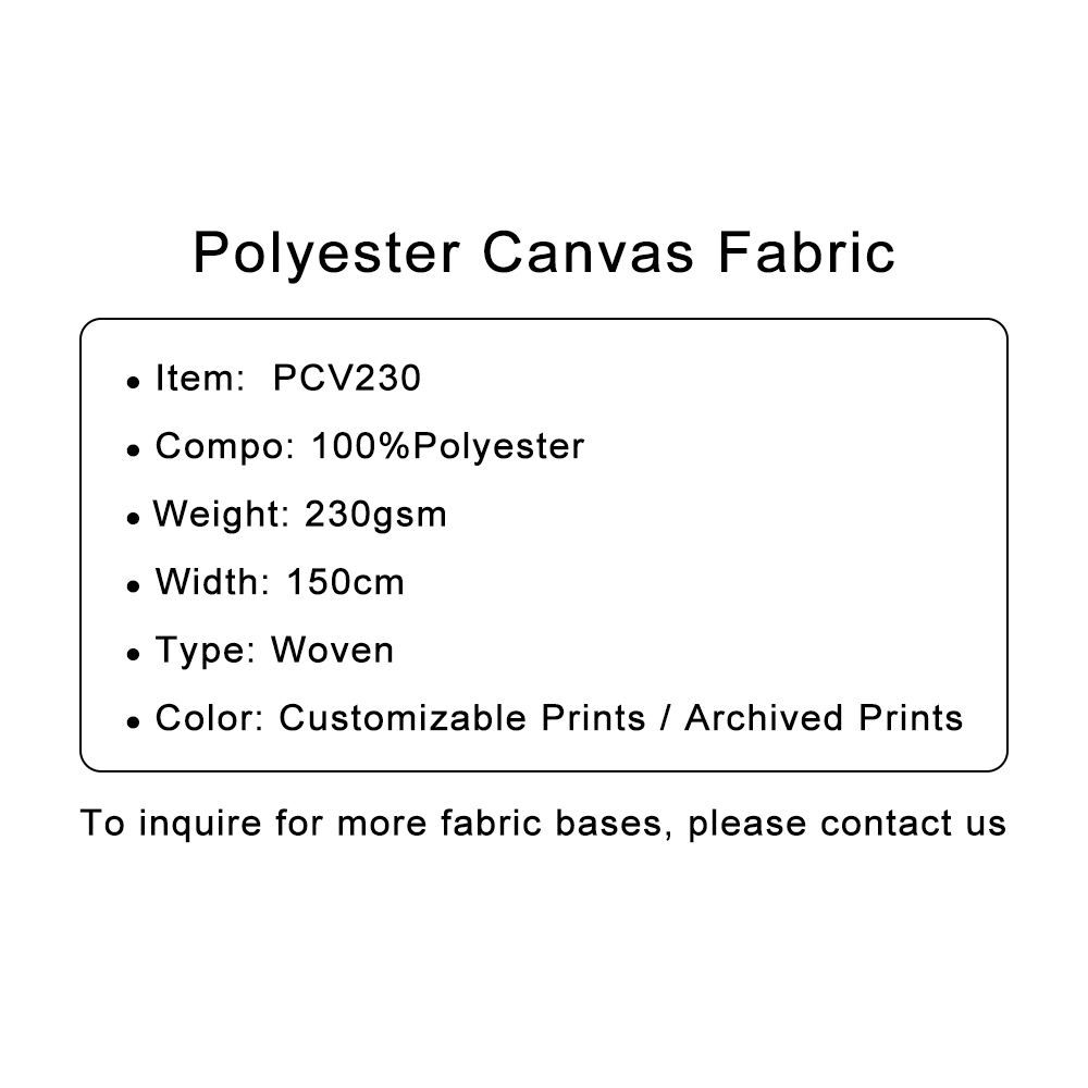 Custom Printed Polyester Canvas Fabric 100%Poly 230gsm