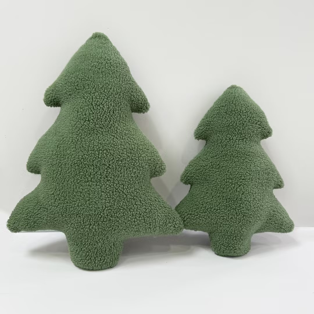 Sherpa Christmas Tree Shaped Pillow, Children's Gift,Living Room Decoration, Nursery Pillow