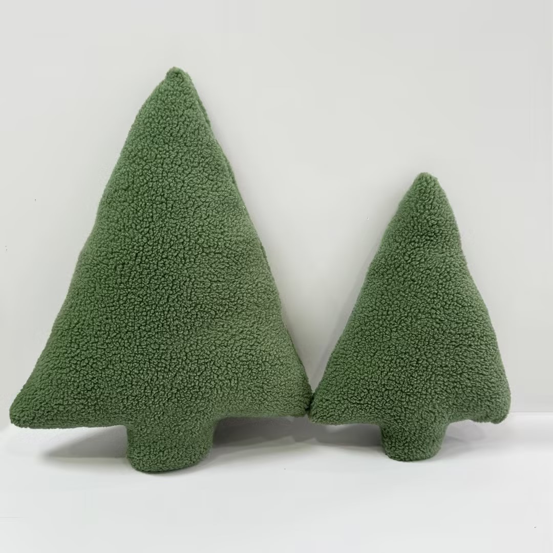 Sherpa Christmas Tree Shaped Pillow, Children's Gift,Living Room Decoration, Nursery Pillow