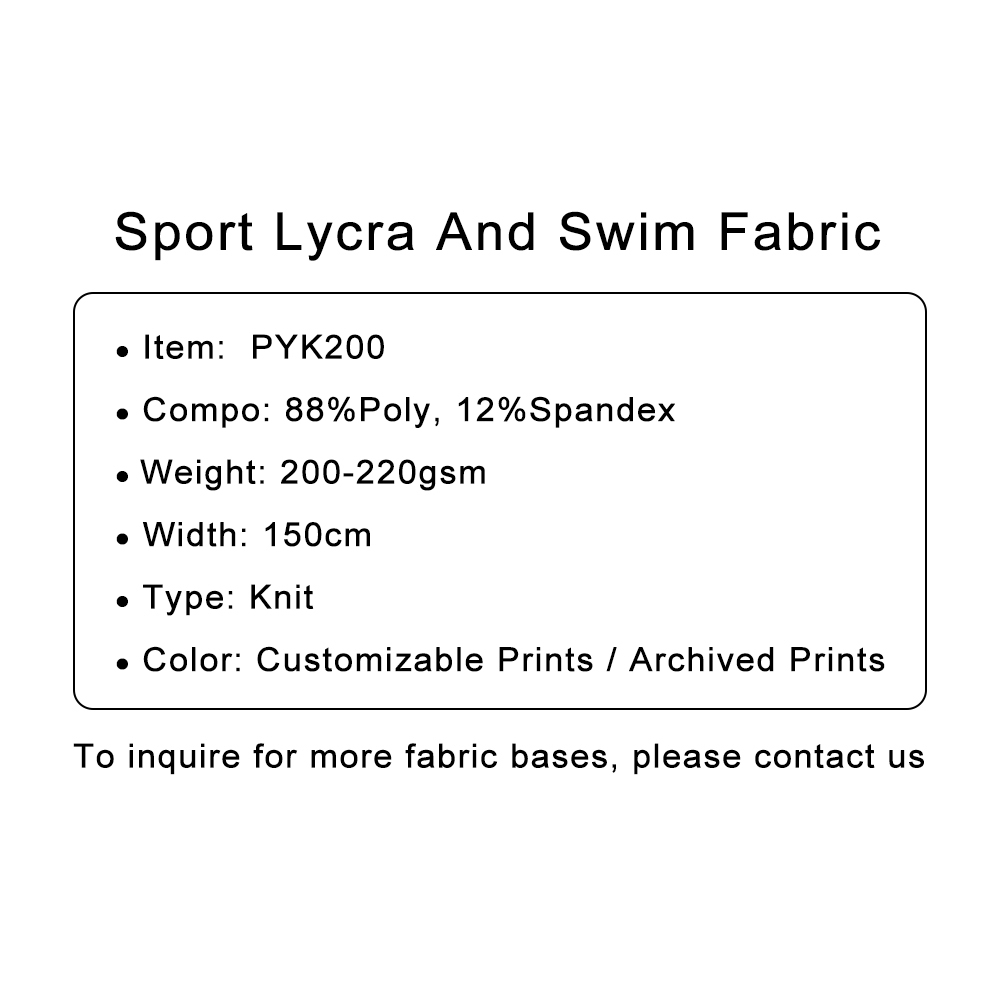 Custom Printed Sport Lycra And Swim Fabric NO MOQ, 200-220gsm, 88%P 12%Sp