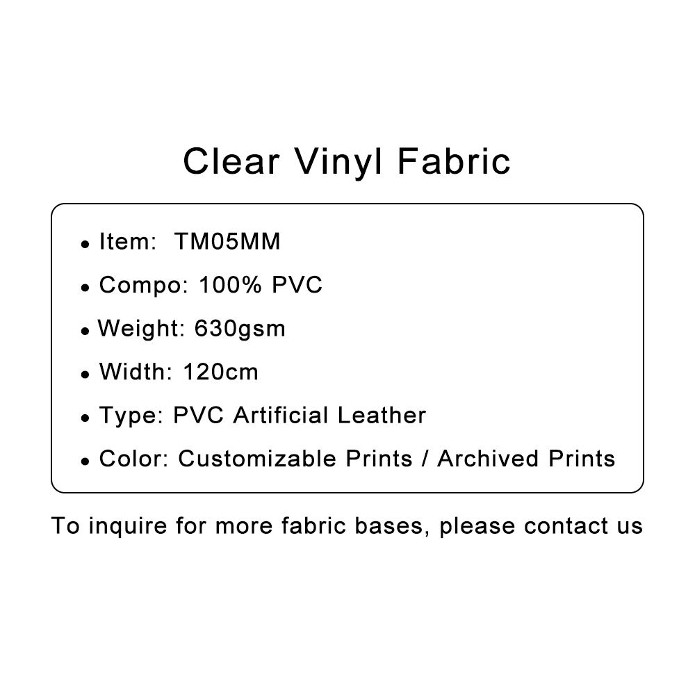 Custom Printed Clear Vinyl Fabric 100% PVC 630gsm