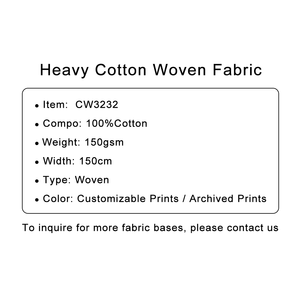 Custom Printed Heavy Cotton Woven Fabric 100% Cotton 150gsm