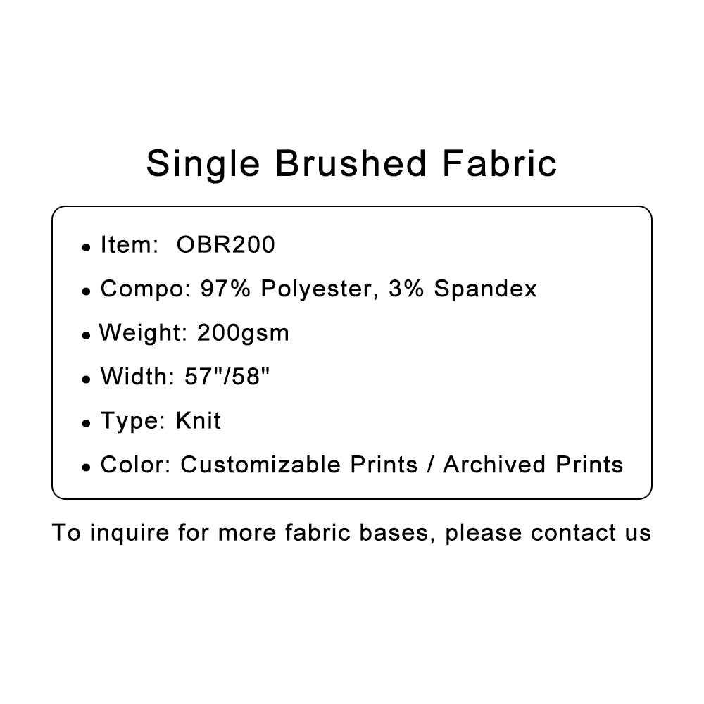 Custom Printed Single Brushed Fabric 97% Poly 3% Spandex, 200gsm