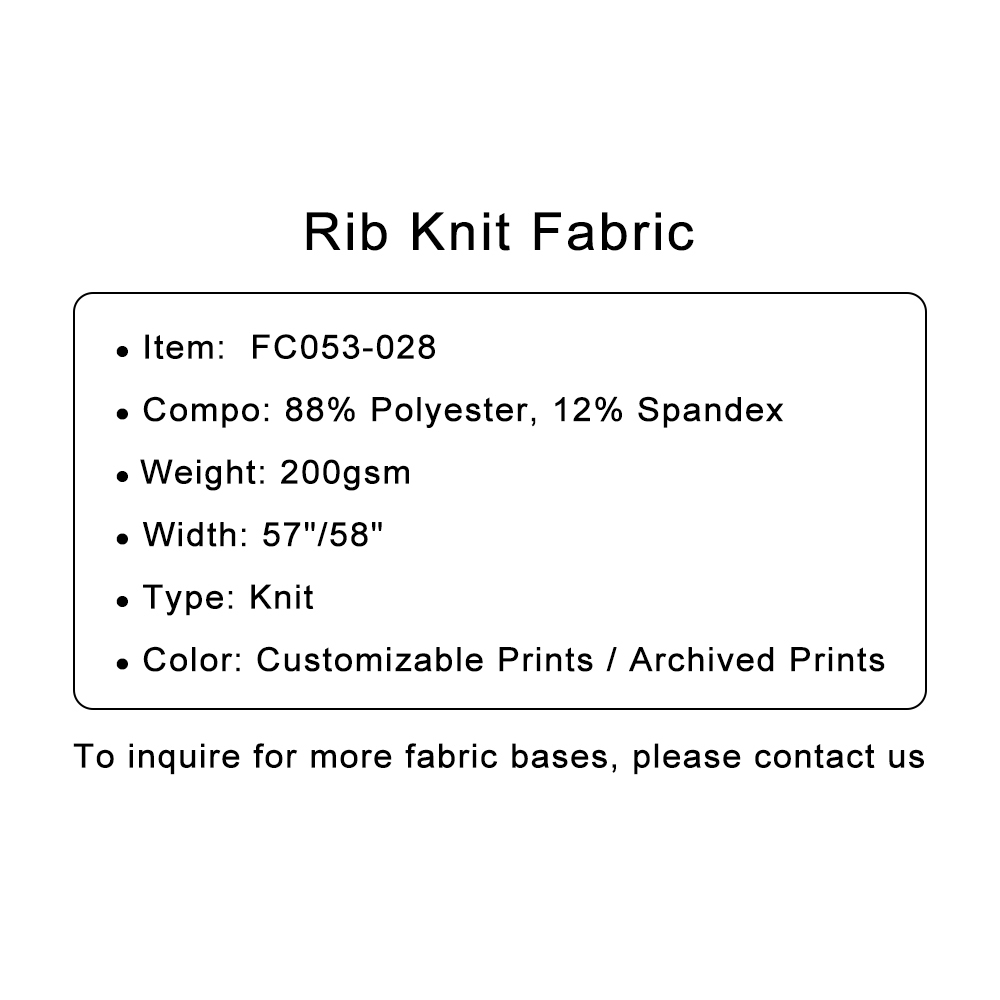 Custom Printed Polyester Spandex Rib Knit Fabric – Soft, Stretchy & Durable for Fashion & Loungewear
