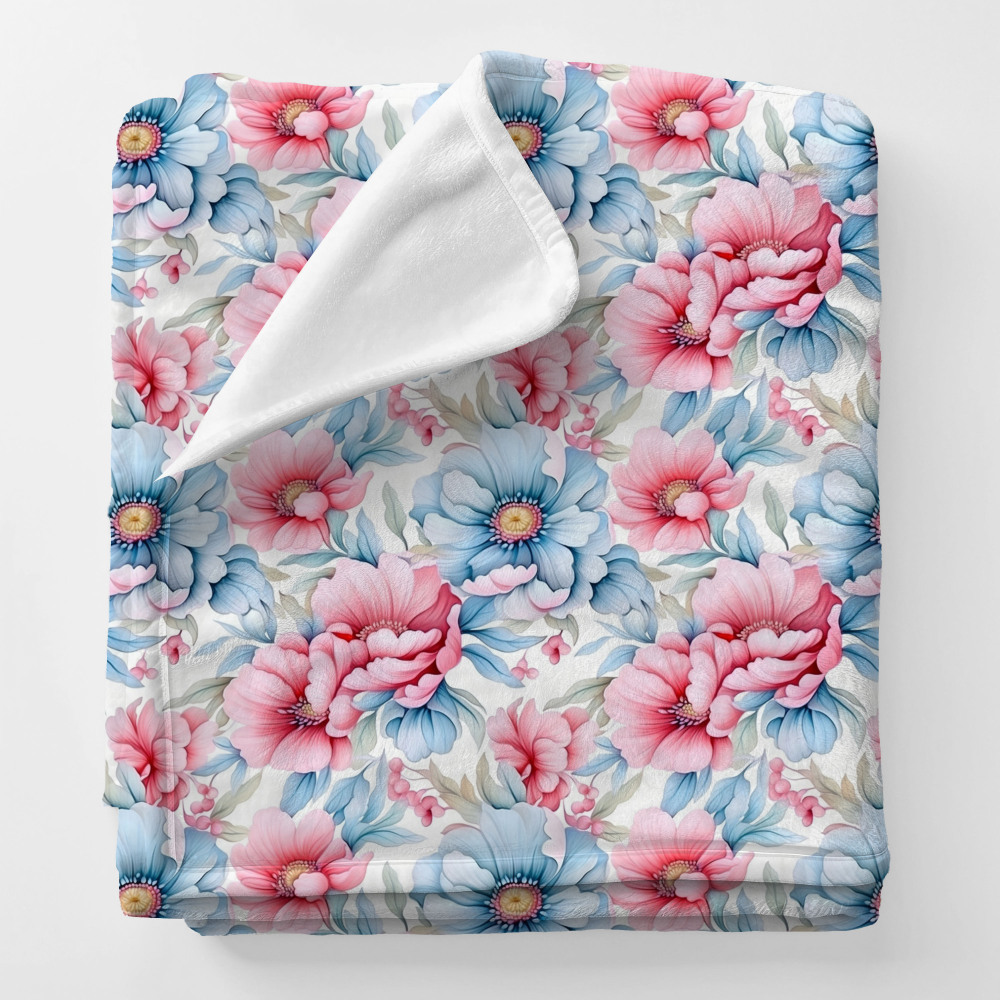 Personalized Squish Blanket and Velvet Blanket with Artistic Floral Pattern For Boy and Girl