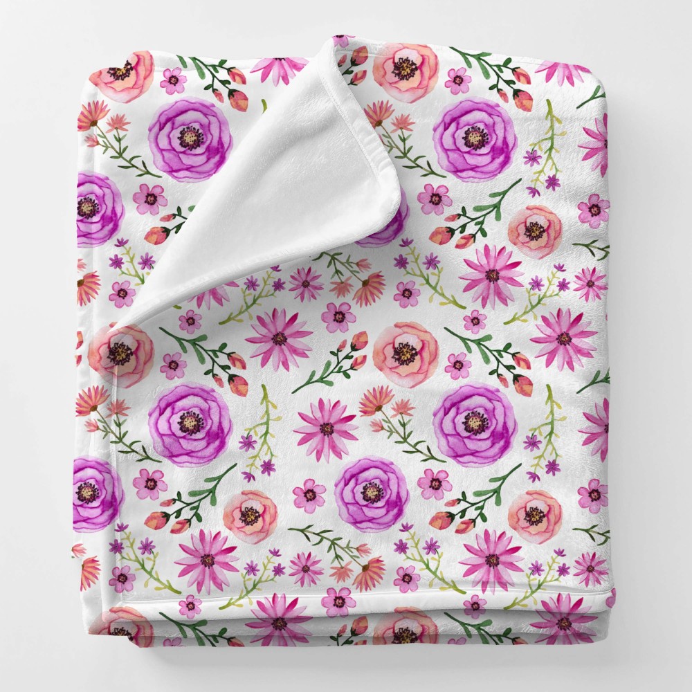 Personalized Squish Blanket and Velvet Blanket with Artistic Floral Pattern For Boy and Girl