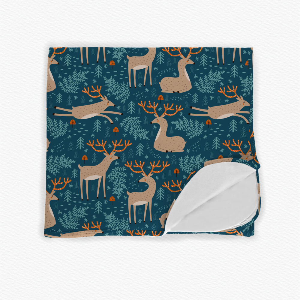 Customized Reindeer Buck Design Single Layer Bamboo Viscose Summer Blanket For Baby, Kids Blanket