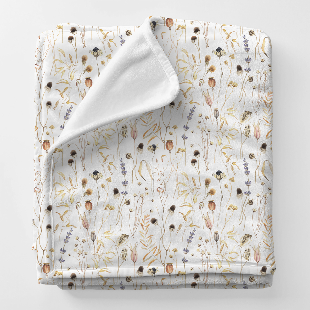 Personalized Squish Blanket and Velvet Blanket with Wild Plants Flower Pattern For Boy and Girl