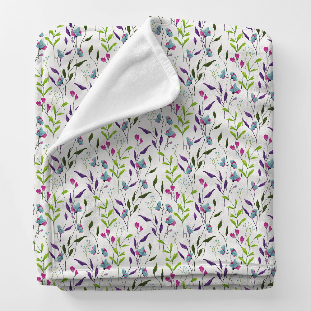 Personalized Squish Blanket and Velvet Blanket with Wild Plants Flower Pattern For Boy and Girl