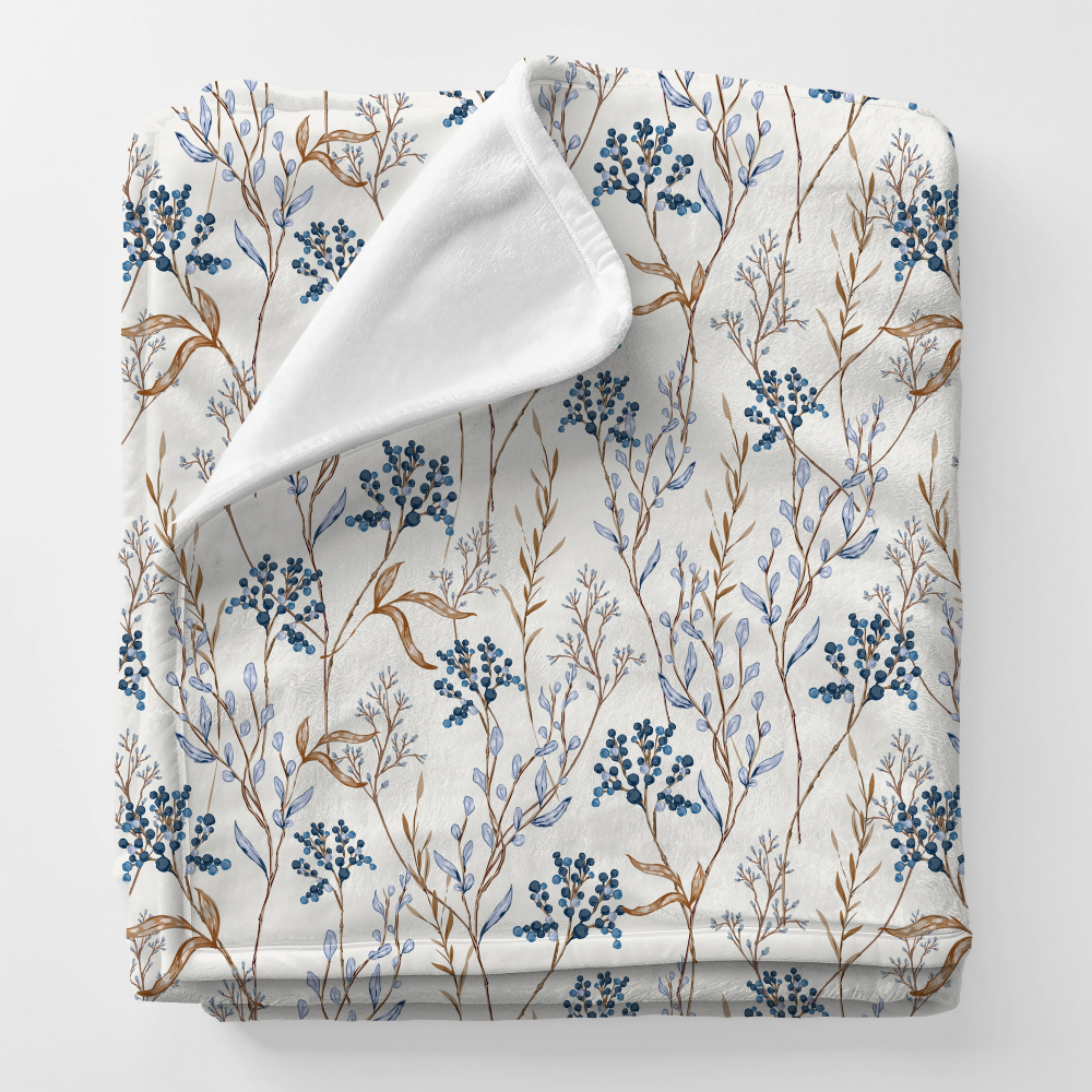 Personalized Squish Blanket and Velvet Blanket with Wild Plants Flower Pattern For Boy and Girl