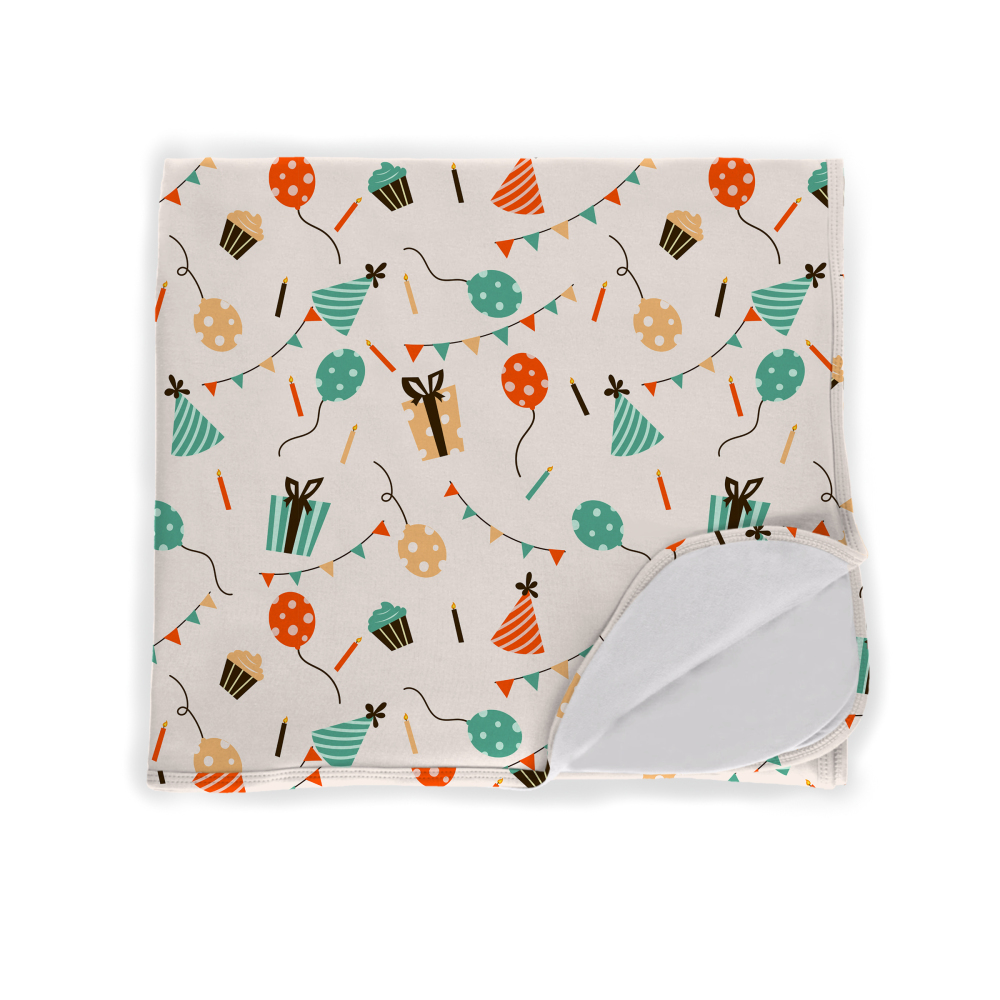 Customized Single Layer Bamboo Viscose Summer Blanket with Holiday Accessory Cake Balloon Gift Flag Pattern For Baby, Kids Blanket