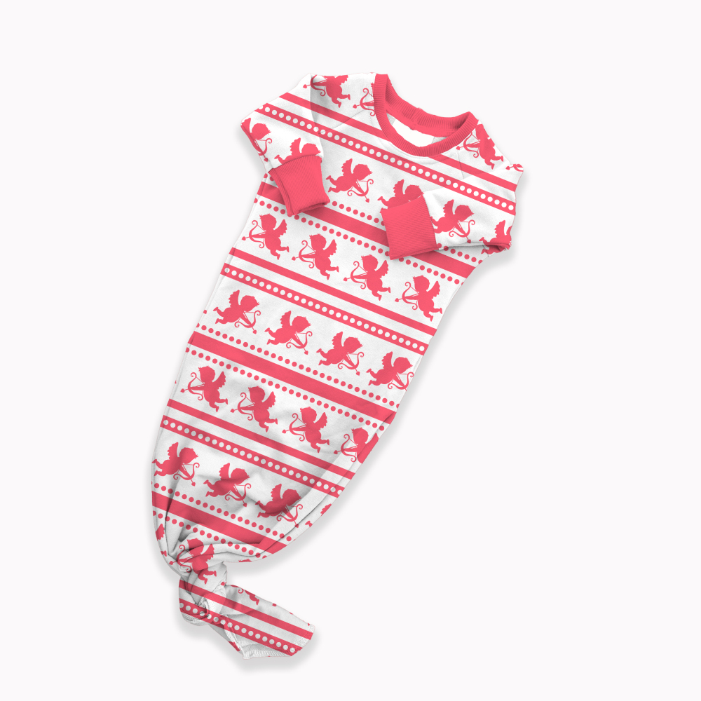 Custom Cupid Design Sewing Service For Baby's Knotted Bamboo Viscose Knotted Gown With Your Own Design