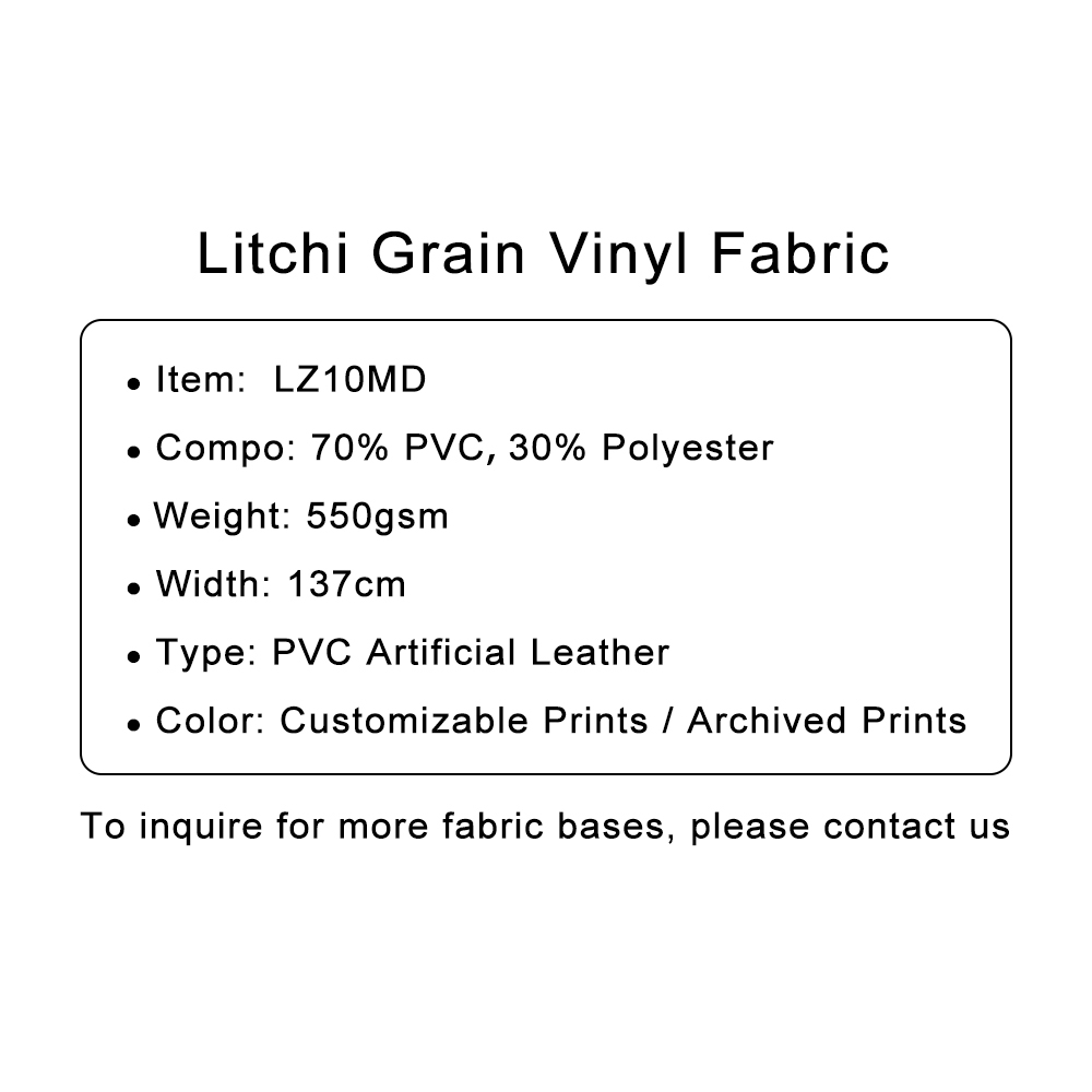 Custom Printed Litchi Grain Vinyl Fabric 70%PVC 30%Poly, 550gsm
