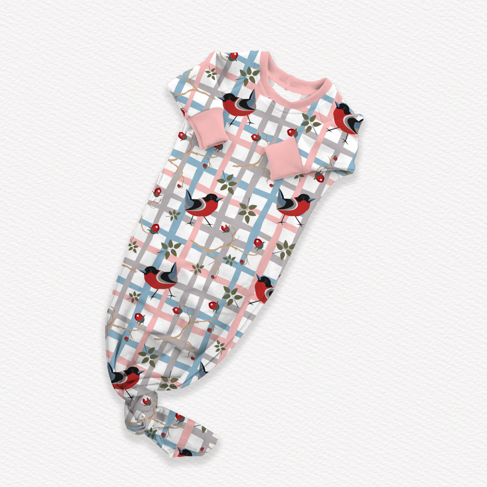 Custom Cherry Design Sewing Service For Baby's Knotted Bamboo Viscose Knotted Gown With Your Own Design