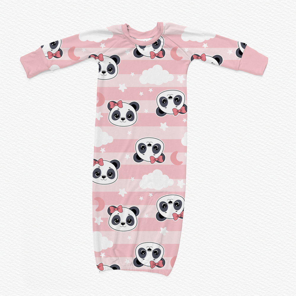Panda Designs Custom Sewing Service For Baby's Knotted Bamboo Viscose Long Gown With Your Own Design