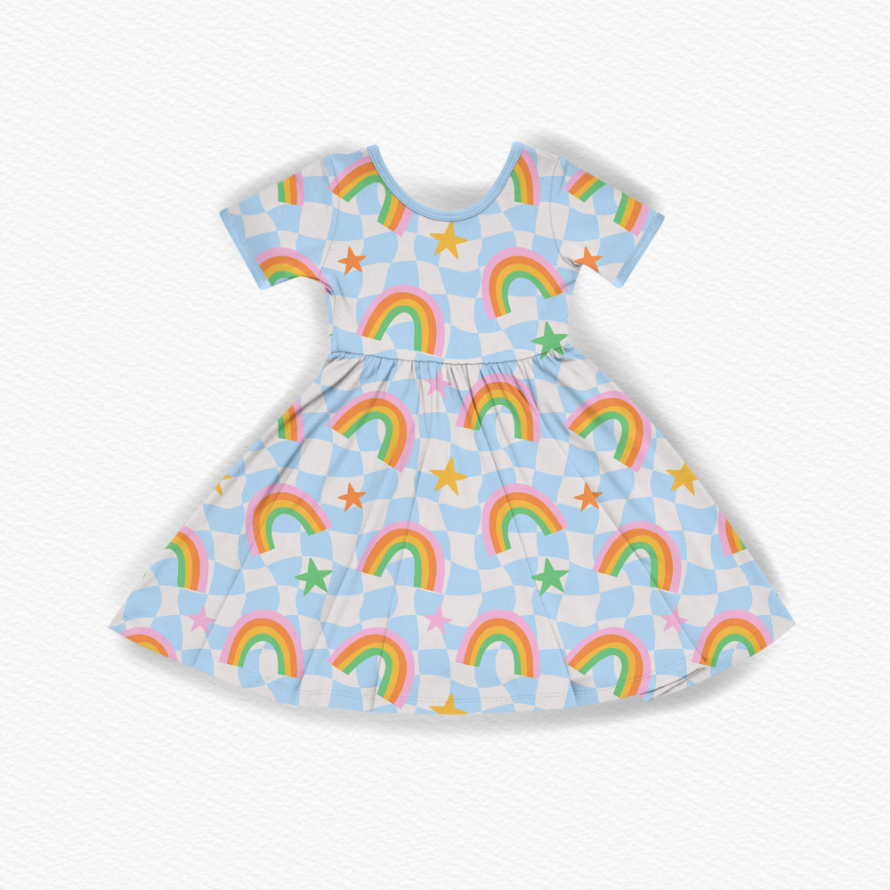 Custom Printing Joy Design Cotton Short Sleeve Kids' Dress