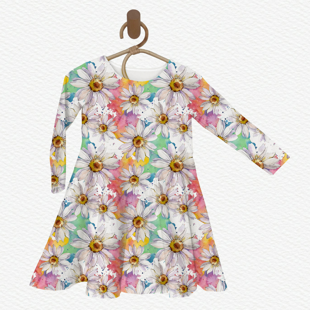 Custom Knitted Flower Design Cotton Short Sleeve Kid‘s Long Dress