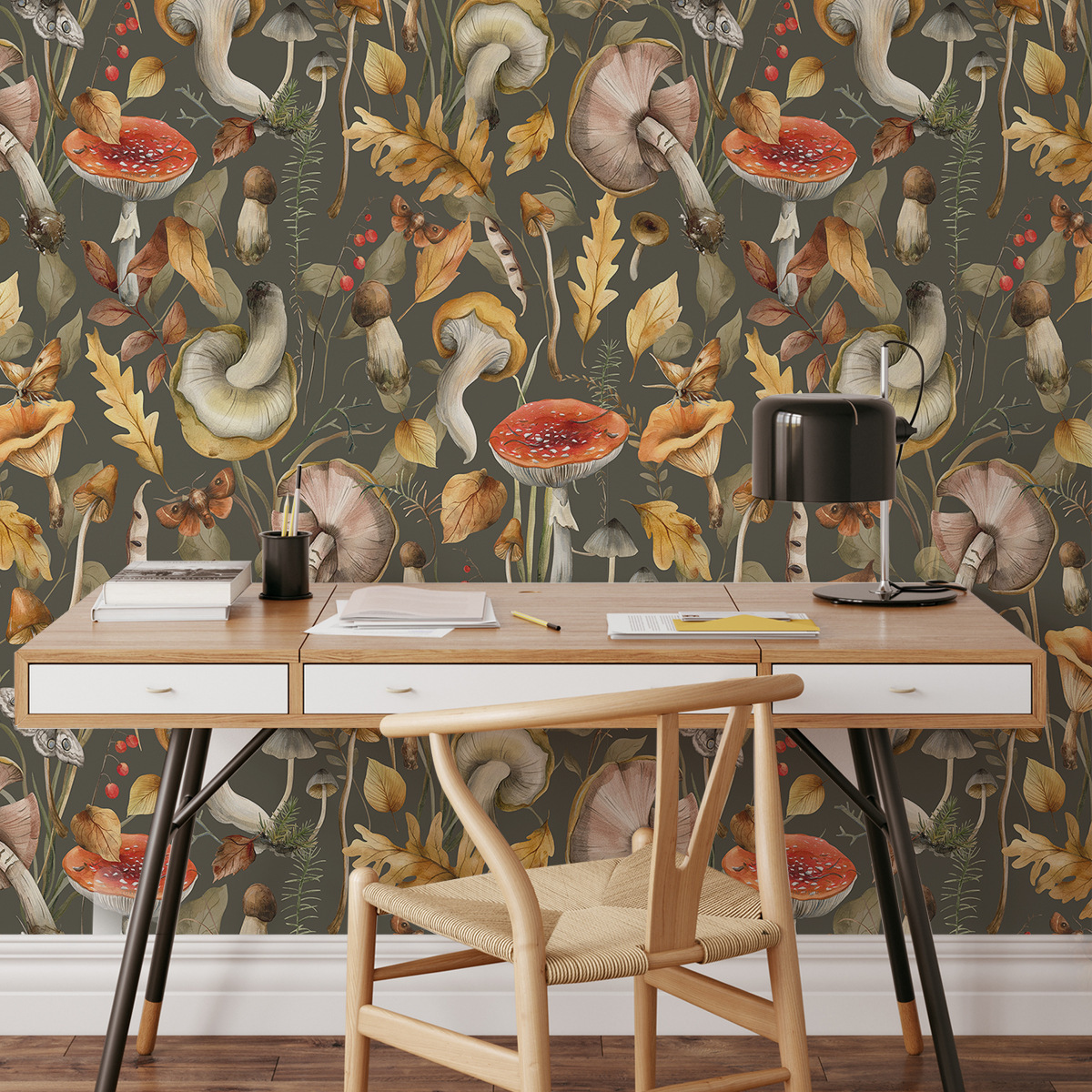 Green Plant Pattern Thick Wallpaper, Artistic Wallpaper for Dining Room Feature Walls-55x122cm