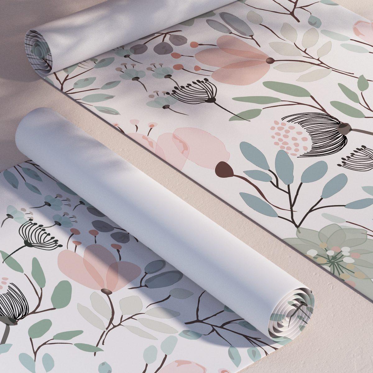 Scandinavian-Inspired Mural Wallpaper with American Floral Designs-40x124cm