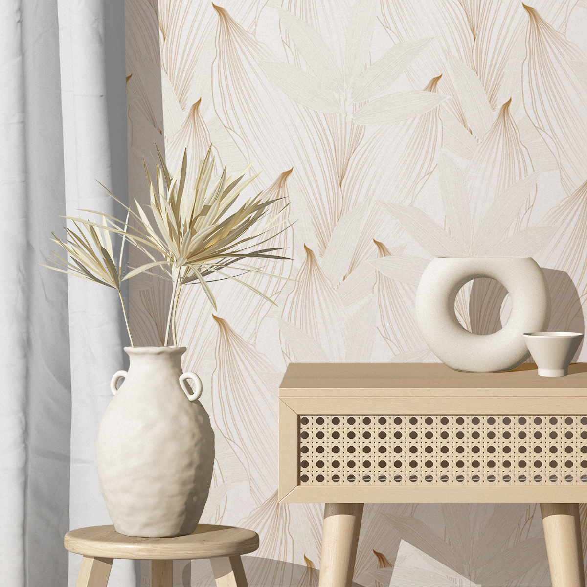 Tropical Conifer Pattern Wallpaper, Artistic Wallpaper for Dining Room Feature Walls-40x120cm