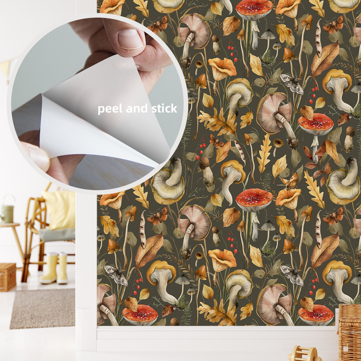 Green Plant Pattern Thick Wallpaper, Artistic Wallpaper for Dining Room Feature Walls-55x122cm