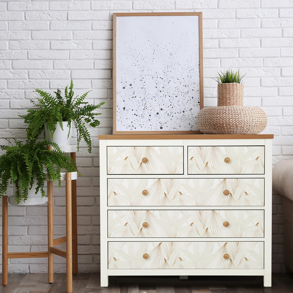 Tropical Conifer Pattern Wallpaper, Artistic Wallpaper for Dining Room Feature Walls-40x120cm