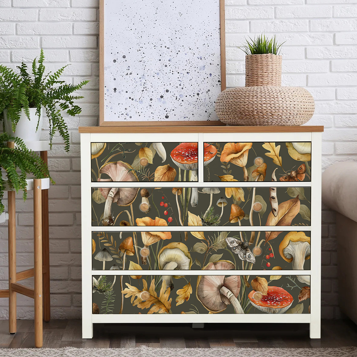 Green Plant Pattern Thick Wallpaper, Artistic Wallpaper for Dining Room Feature Walls-55x122cm