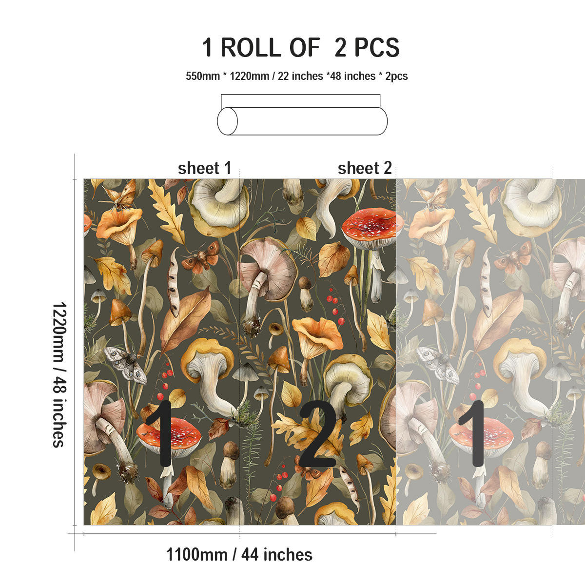 Green Plant Pattern Thick Wallpaper, Artistic Wallpaper for Dining Room Feature Walls-55x122cm