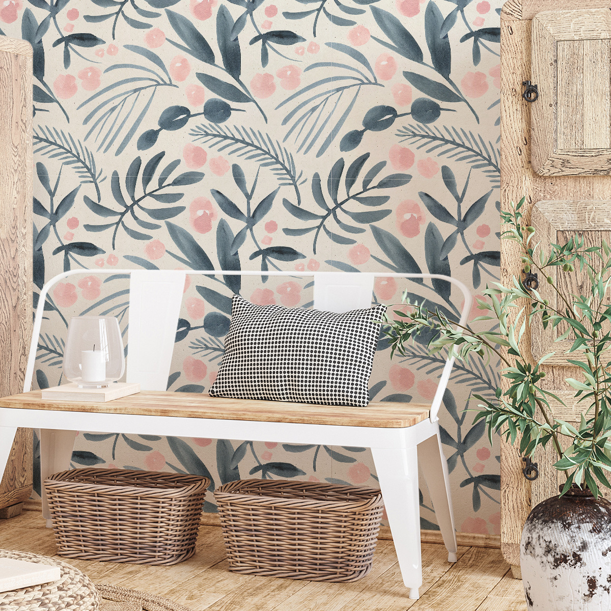 Tropical Conifer Pattern Wallpaper, Artistic Wallpaper for Dining Room Feature Walls-40x120cm