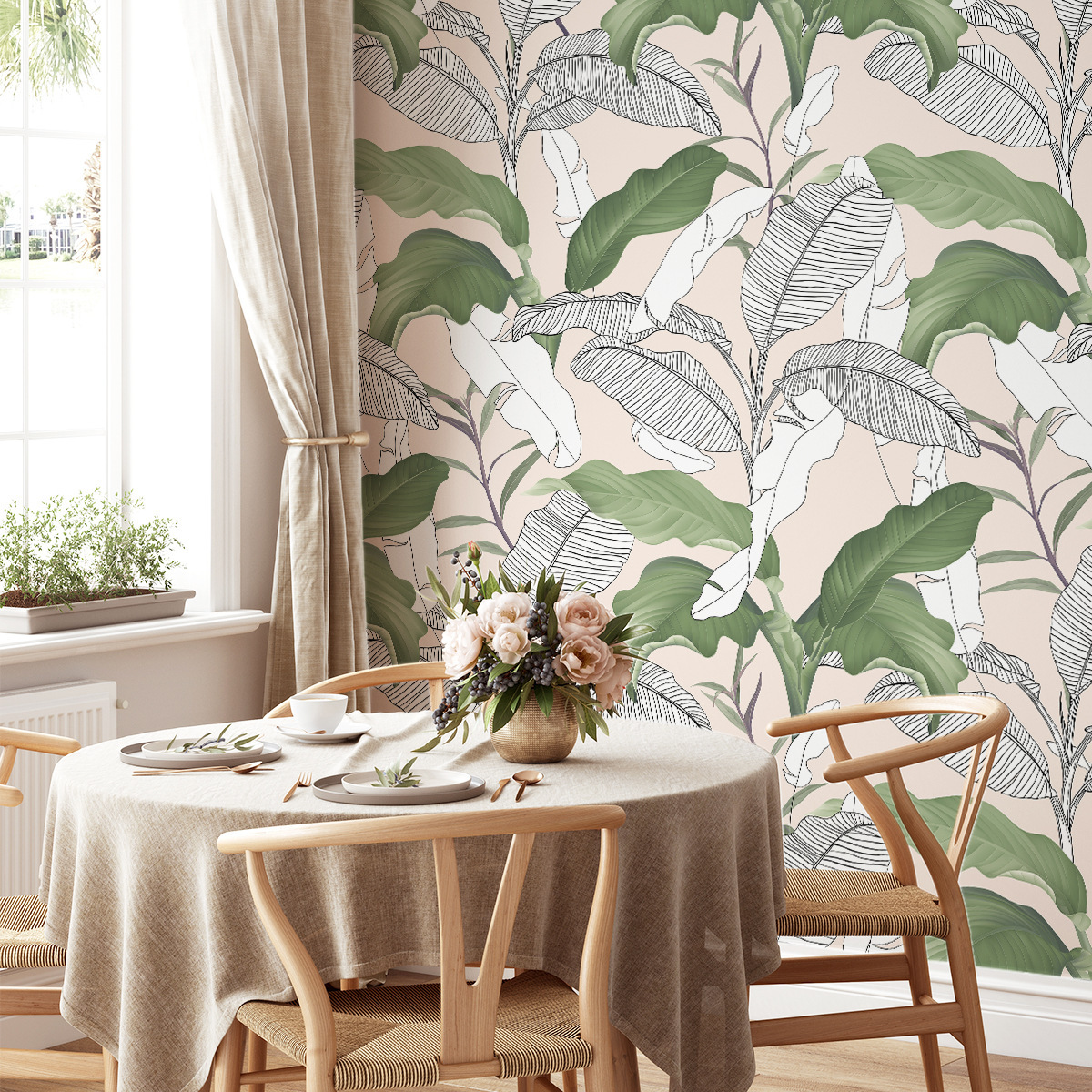 Botanical Floral Texture Abstract Pattern Wallpaper for Bedroom Renovation - PVC Home Decor-40x120cm