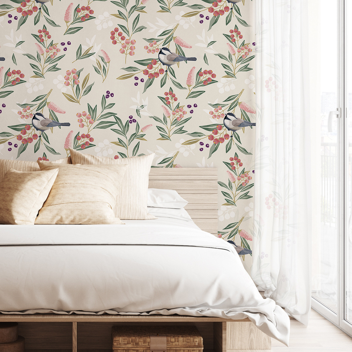 Floral Self-Adhesive Thickened Wallpaper for Bedroom Renovation - PVC Home Decor-40x120cm