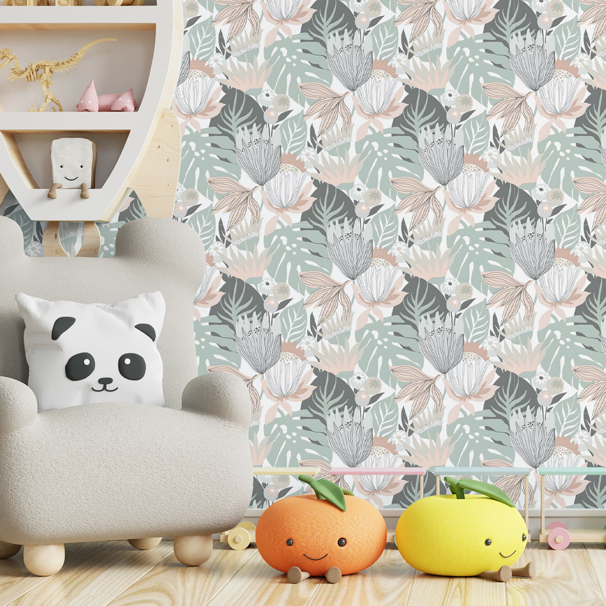 Scandinavian-Inspired Mural Wallpaper with American Floral Designs-40x124cm