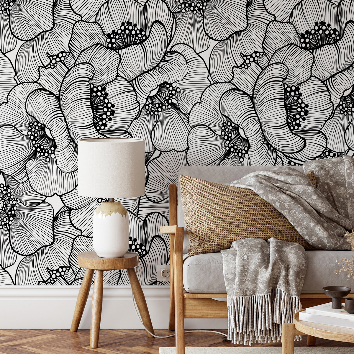 Green Plant Pattern Thick Wallpaper, Artistic Wallpaper for Dining Room Feature Walls-55x122cm